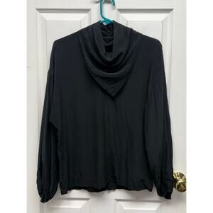 Ellen Tracy Blouse 100% Silk Vintage Black Pointed Cowl Neck Women’s Size 8